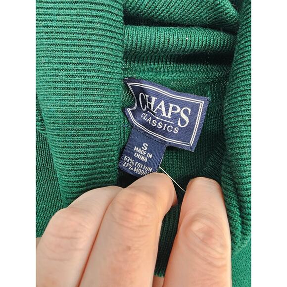 Chaps Classics Women's Green Long Sleeve Turtle Neck Cotton-Modal Sweater Size S - Picture 3 of 4